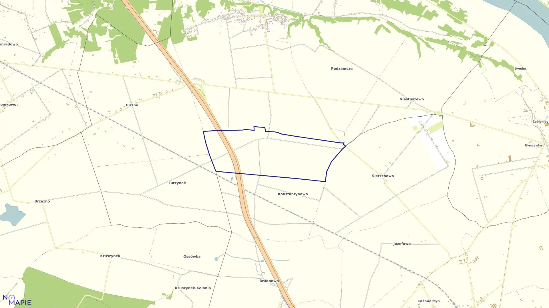 Mapa obrębu Dąbrówka w gminie Raciążek